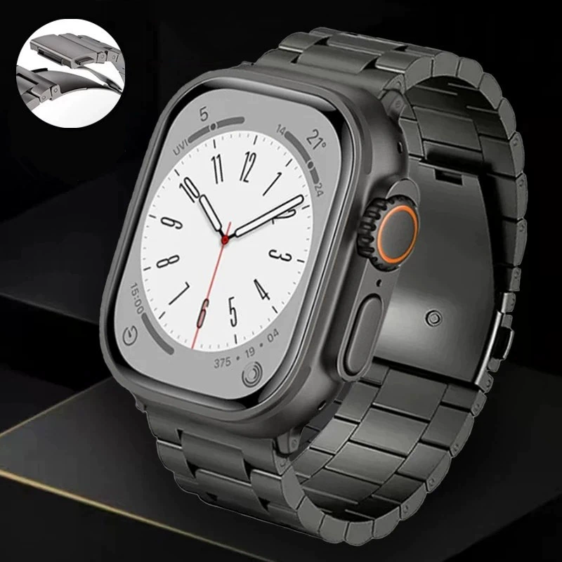 Совместим с Apple Watch 9 титановый сплав, для IWATCH 8/7/6/5/4/SE, гранулированный ремешок для замены