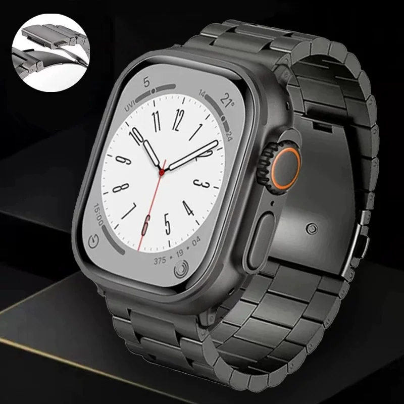 Совместим с Apple Watch 9 титановый сплав, для IWATCH 8/7/6/5/4/SE, гранулированный ремешок для замены