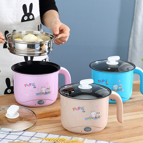 Cartoon Single Handle Multi-functional Non-stick Smart Student Dormitory Home Electric Hot Pot Mini Steamer Single or Dual Person Electric Cooker