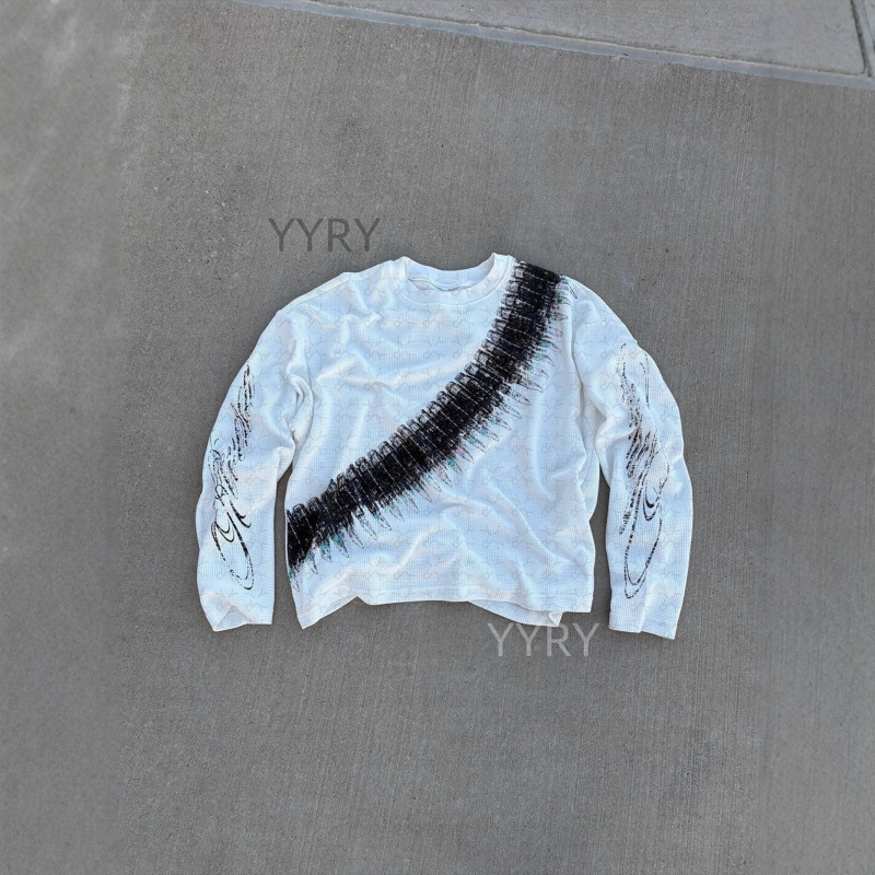 European and American Ins Cross-Border Stylish Dark Printed Round Neck Sweatshirt Long-Sleeved Pullover T-Shirt Retro Jacket Street Trendy