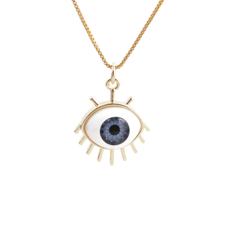 simple dripping evil eye pendant copper zircon necklace wholesale
