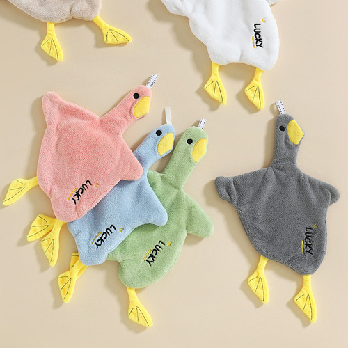 Coral velvet hand towel hanging kitchen bathroom absorbent towel cartoon hand towel animal hand towel