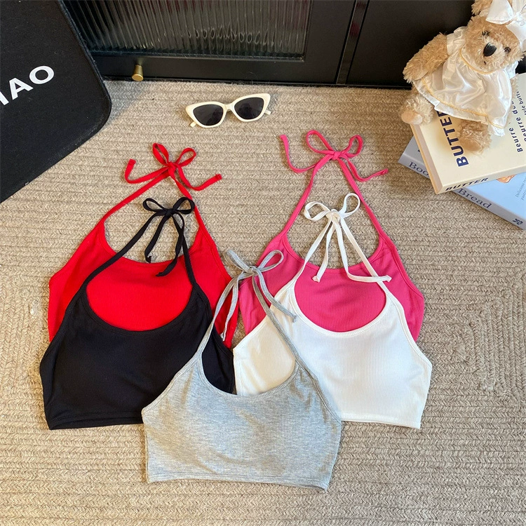 Женский летний сексуальный топ в стиле пляжного курорта с бретельками и воротником-халтер, короткий стильный топ «Чистое желание» с подушечками для груди и открытым пупком