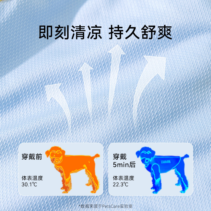 Tracción con cremallera simple, ropa fresca, perros pequeños, enfriamiento de verano, agua húmeda, ropa para cachorros, ropa para perros para mascotas, ropa para perros al por mayor
