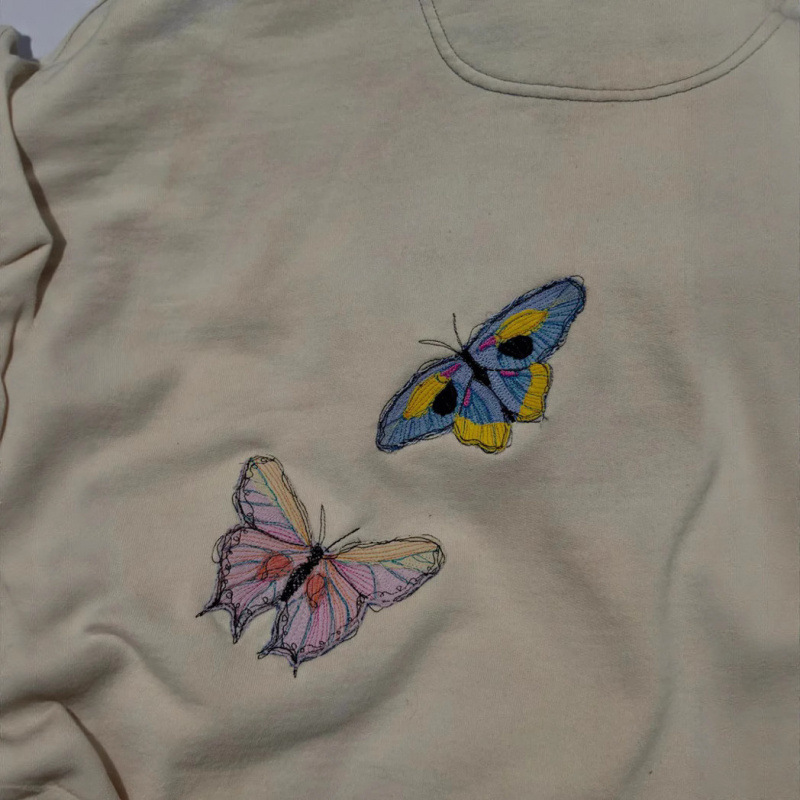 Felpa con cappuccio con stampa floreale vintage - Pullover con grafica 3D a farfalla minimalista per donna (XS-2XL, grigio/bianco, 80% poliestere)_voghion.com