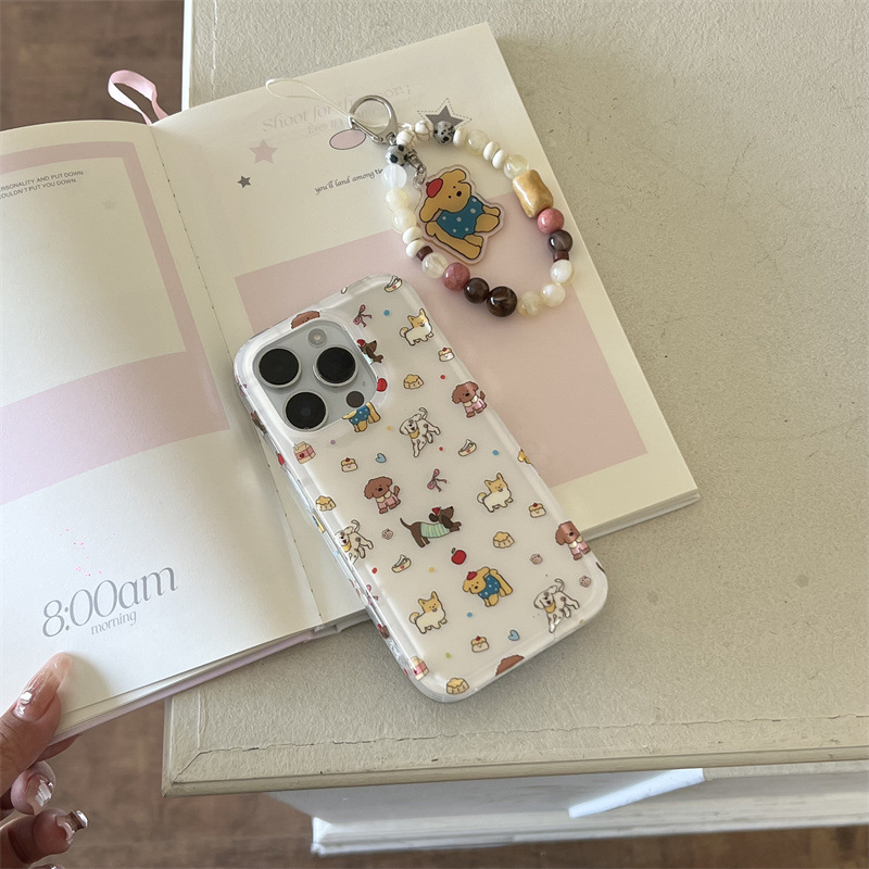 Dibujos animados lindo postre de pantalla completa para perros Apple 16ProMax funda para teléfono móvil 15Pro colgante 14/13 femenino 16