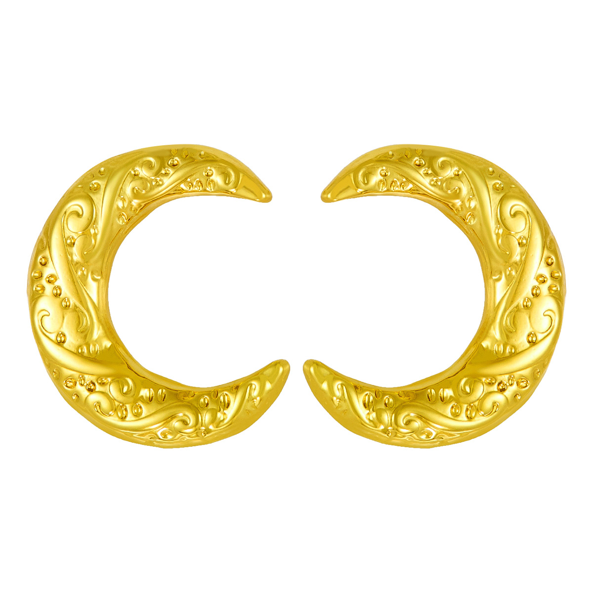 Europa y América de tendencia geométrica irregular pendientes de media luna de patrón de personalidad de acero inoxidable femenino retro versátil sensación de alto nivel