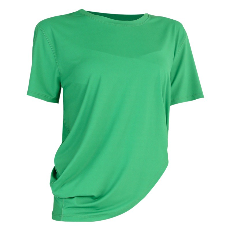 Europa y América original primavera y verano deportes de manga corta de las mujeres sueltas corriendo de secado rápido camiseta fitness blusa media manga yoga top