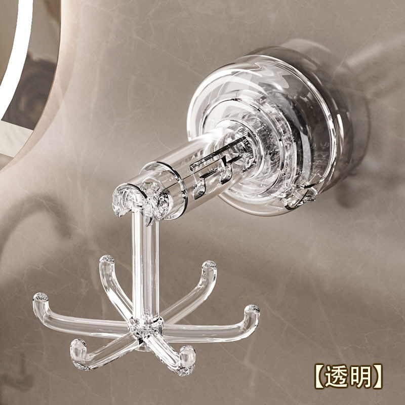 Transparente transfronteriza seis garras gancho de vaso vacío sin perforación de baño rack de almacenamiento colgante pared gancho giratorio multifuncional