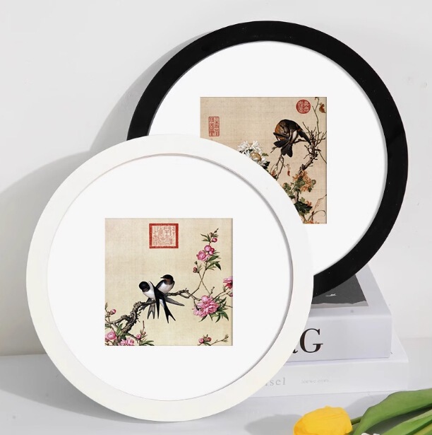 Casual Style Round Wall Hanging Photo Frame, Creative Embroider Photo, Cross Stitch, Diamond Painting, Oil Painting, Framed Display Frame