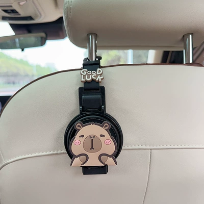 Holder, Car Storage Hook, Car cup holder/beverage holder - two-in-one-water-cup-holderhook-black-squinting-capibara