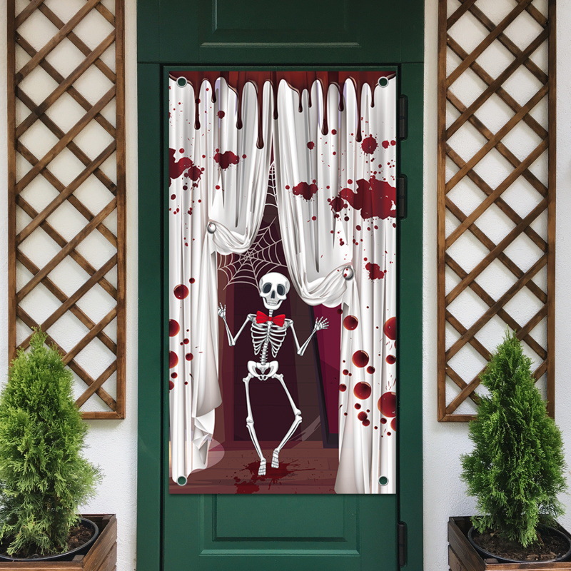 Transfronterizo nueva decoración de Halloween colgando tela patio al aire libre accesorios de decoración de fiesta suministros impresión creativa cubierta de la puerta