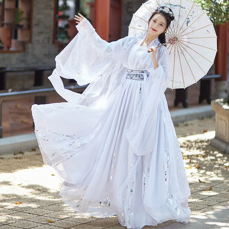 Large Size Women's Han Chinese Clothing Super Fairy Slimming Plump Girls Chest-high Dress Chinese Traditional Han Clothing Suit Ancient Costume