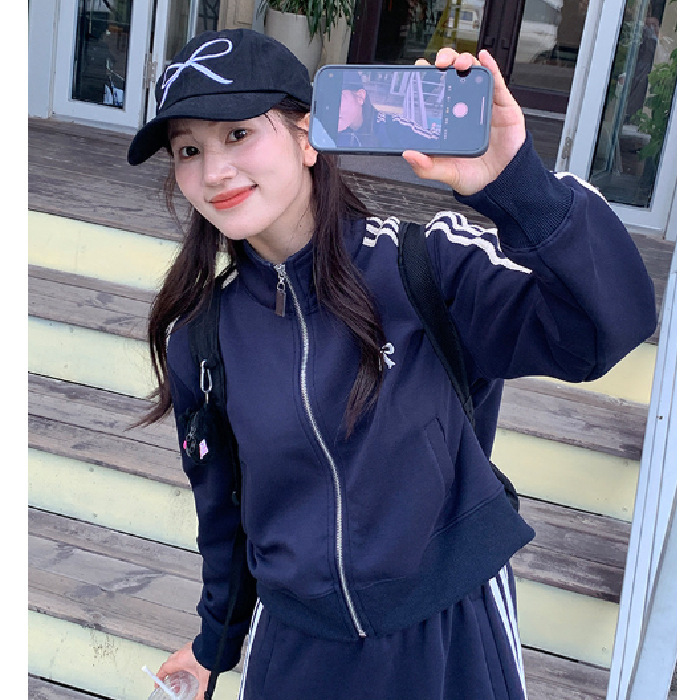 美式复古棒球服短外套女秋冬季宽松休闲运动卫衣立领长袖上衣夹克|undefined