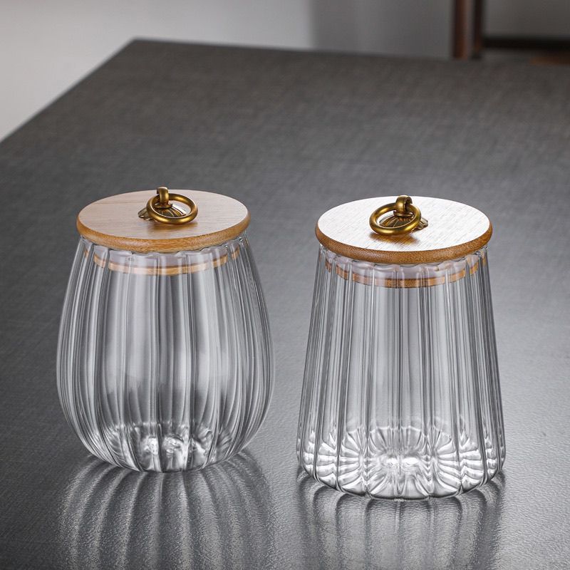 High-End Transparent Glass Tea Cans, Chinese-Style Sealed Cans, High-Looking Household Storage Cans, Nut Candy Storage Bottles