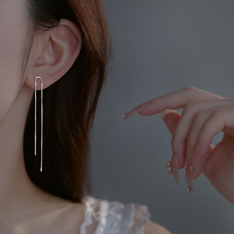 Sunrise Double Line Long For Women, Trendy And Elegant, Unique Design, Light Luxury Tassel Earrings_voghion.com
