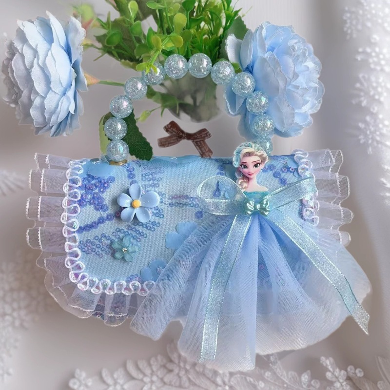 Bolsos infantiles, bolsos de moda princesa de perlas, bolsos de cambio de chicas lindas, bolsos de hombro de encaje