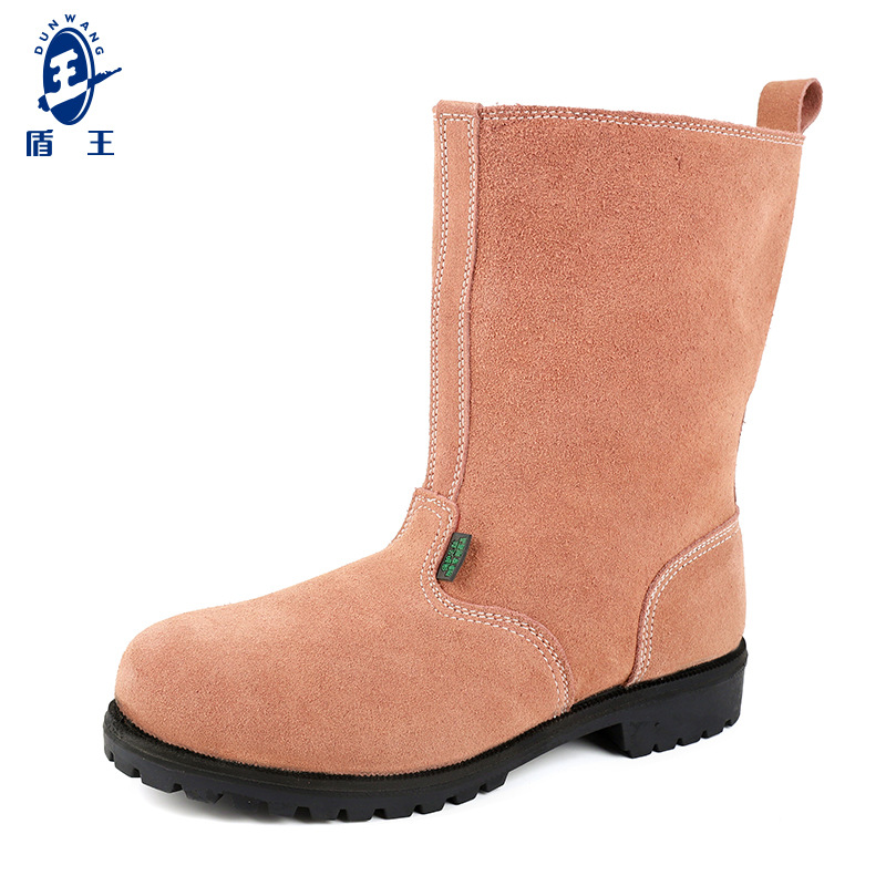 盾王高帮反绒牛皮钢头劳保鞋防砸防刺穿烧电焊工工作安全防护靴男