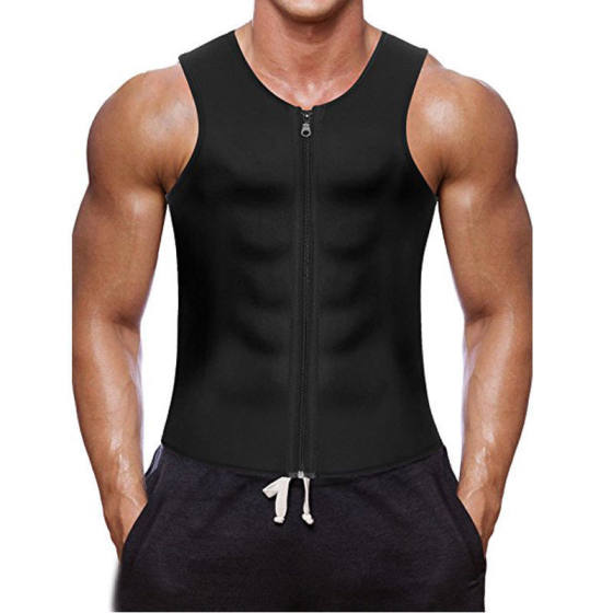 European and American men's fitness corset neoprene sports sweat belly shaping clothes zipper vest fitness clothes