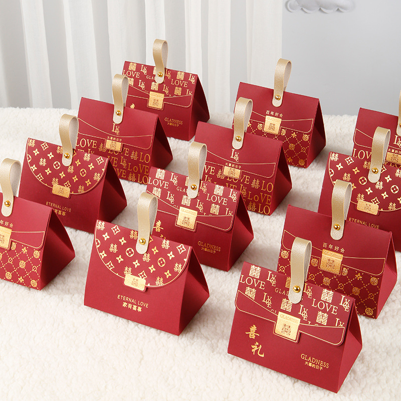 2024 New Advanced Handbag Candy Wedding Engagement Candy Packaging Gift Box Bag Empty Box Candy Box Marriage