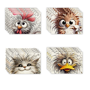 Amazon's New Abstract Animal Pattern Placemat Linen Printed Restaurant Table Mat Dining Table Anti-Scalding Insulation Mat