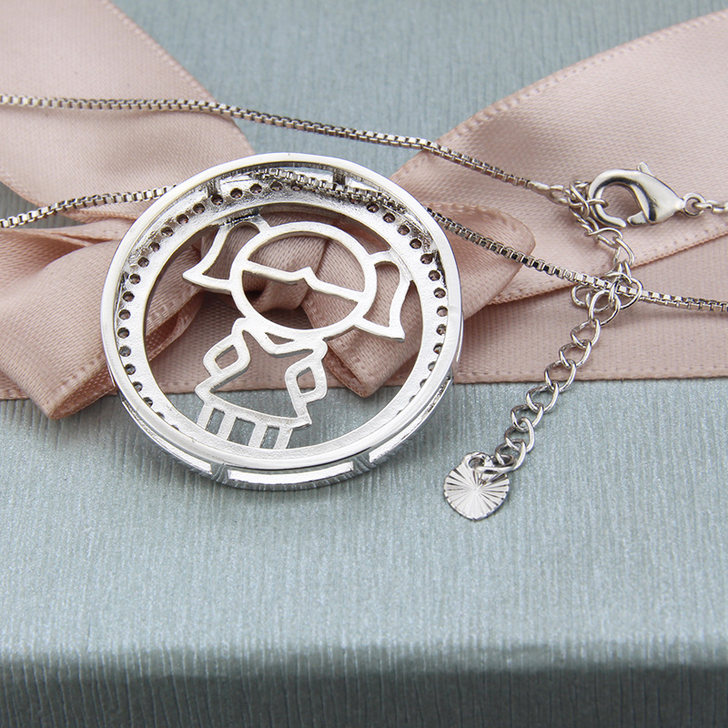 7g Weight Business, Birthday, Festival Occasion Copper Material Unisex Gender Plating Design Simple Style Style White, Gold Color Simple Rhinestone Circle Figure Copper Hollow Necklace Pendant 6