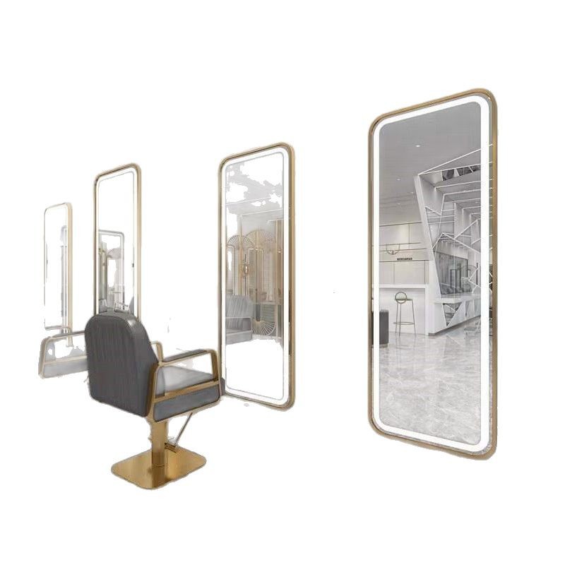 Barbería en línea tabla de espejo salón especial tipo pared simple barbería espejo de piso LED tabla de espejo de escaldado control táctil