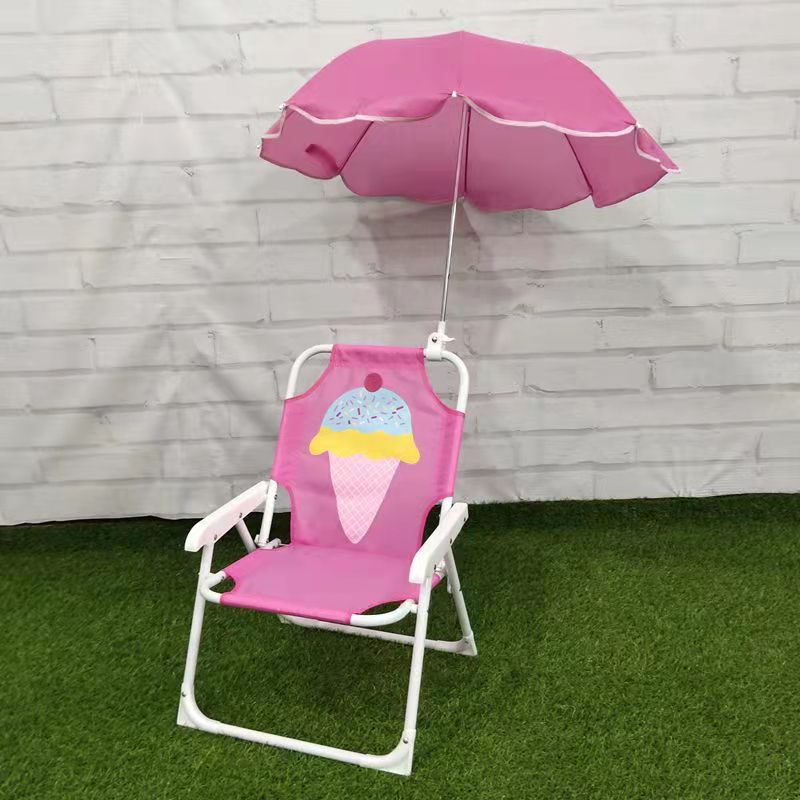 Silla de playa para niños de ocio al aire libre con paraguas ins estilo banco de dibujos animados silla trasera de bebé con sombrilla silla plegable