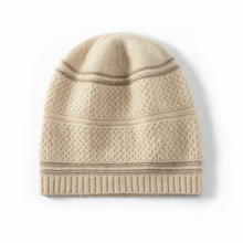 山羊绒帽子女加厚冬季拼色撞色羊绒针织帽子包头帽堆堆帽护耳冷帽