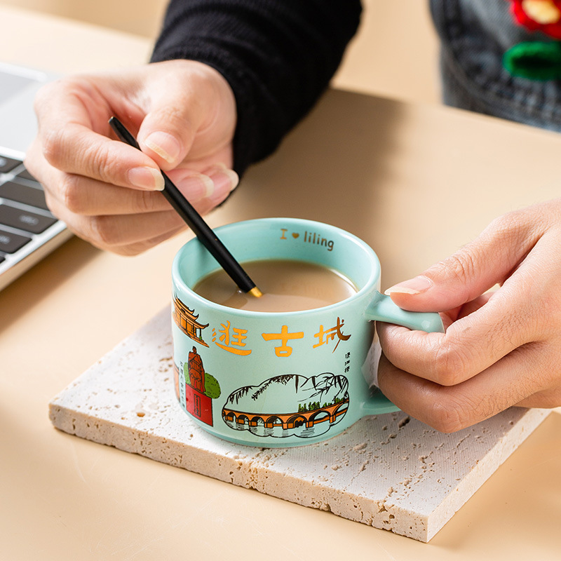 Fábrica de cerámica taza de cerámica taza de marca de taza de la ciudad de Liling serie de taza de café de 130 ml