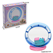 卡通電動小火車軌道玩具兒童新奇創意翻滾軌道發條小火車玩具