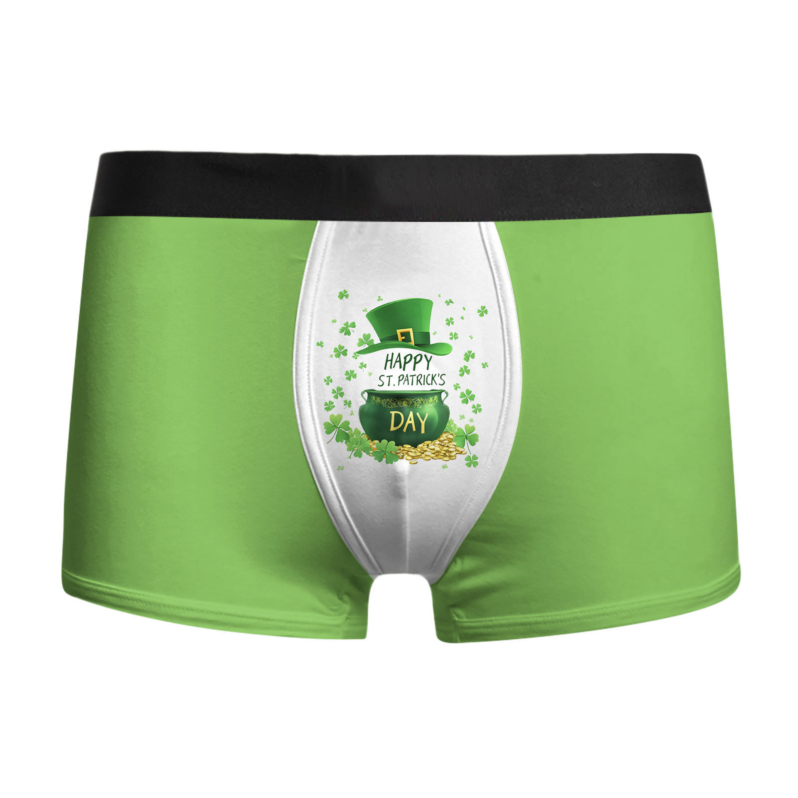 Ropa interior para hombres, ropa interior para hombres, calzoncillos bóxer transpirables baratos, pantalones cortos bóxer con estampado de trébol de cuatro hojas de vacaciones MP01