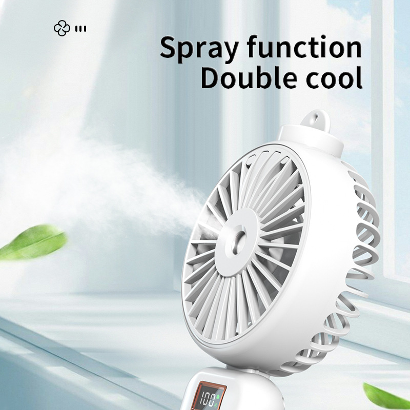 Pantalla digital, ventilador pequeño plegable portátil, mini ventilador de aromaterapia en aerosol de mano, ventilador de refrigeración con cuello halter, recargable