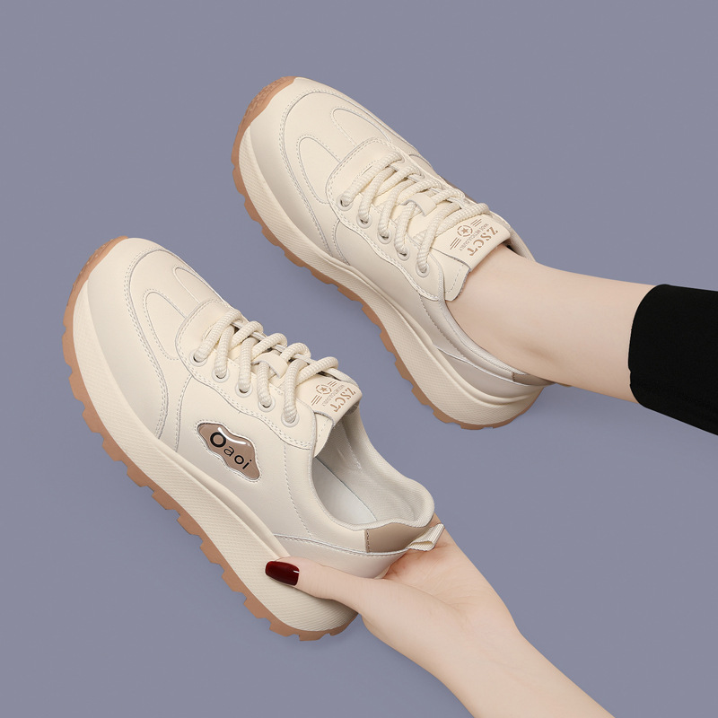 Chaussures blanches en cuir véritable, ballerines pour femme printemps-automne, chaussures de plage tendance, semelle souple en mesh, chaussures de sport et de loisirs légères_voghion.com