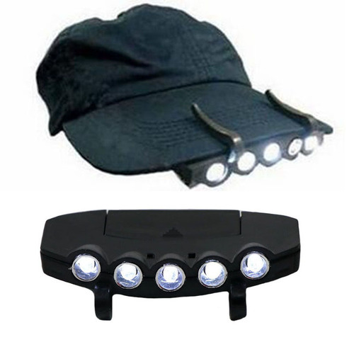 Cross-border supply 5LED clip-on light, hat brim light, hat light, fishing headlight, night fishing light, battery included 32g