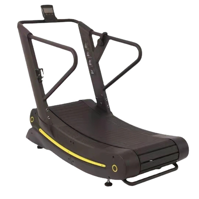 Caminadora curva comercial para gimnasio, equipo de ejercicio mecánico sin motor tipo pista para interiores, silencioso y aeróbico.