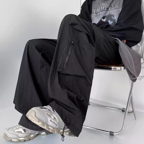 Men's Summer American-style Functional Cargo Pants: Straight-Leg, Wide-Leg, Ankle-Tied Design—Trendy, Edgy, and Street-Savvy—Available in Plus Sizes