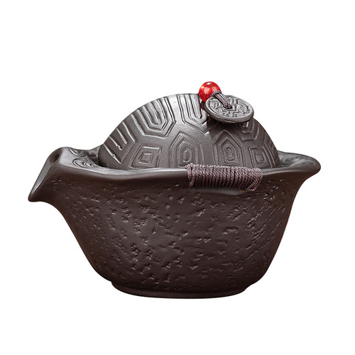 Purple clay teapot Fu Jia Fang original mineral purple clay teapot with turtle shell hand grasping teapot kung fu handmade insulated teapot