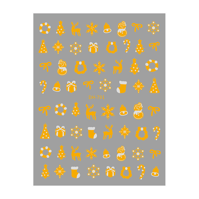 Redanco new 3D flat ins Christmas series yellow and white elk nail stickers nail stickers DH-791
