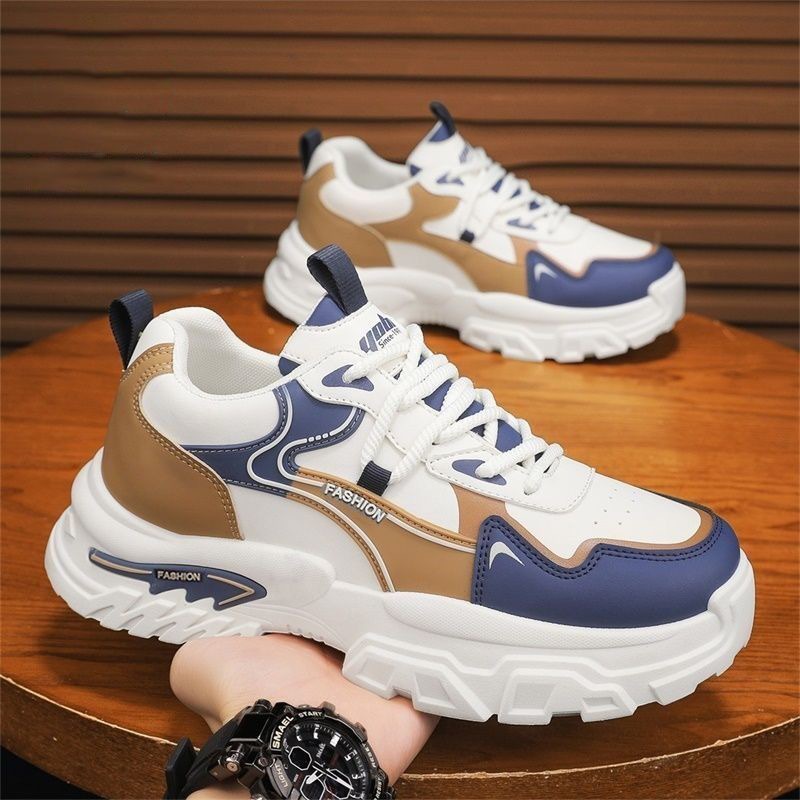 Primavera zapatos de hombre nuevos zapatos de cuero transpirables zapatos deportivos de moda para hombres con suela gruesa aumentada de altura casuales zapatos de papá para hombres
