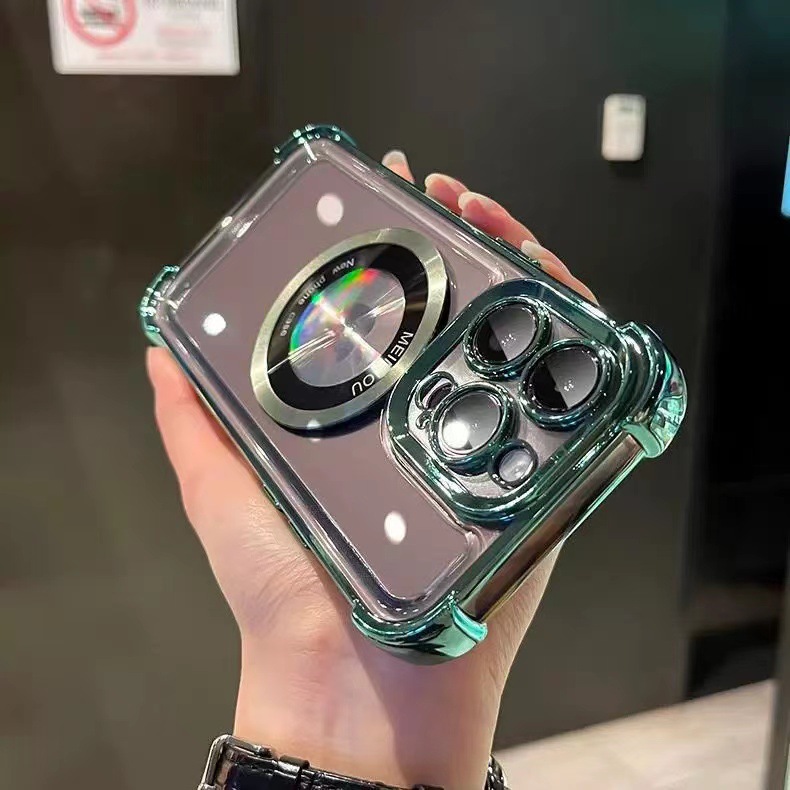 Gradiente de color de succión magnética Apple 15Promax de cuatro esquinas resistente a caídas de la manzana 13/12/11 caja del teléfono para IP14/13P