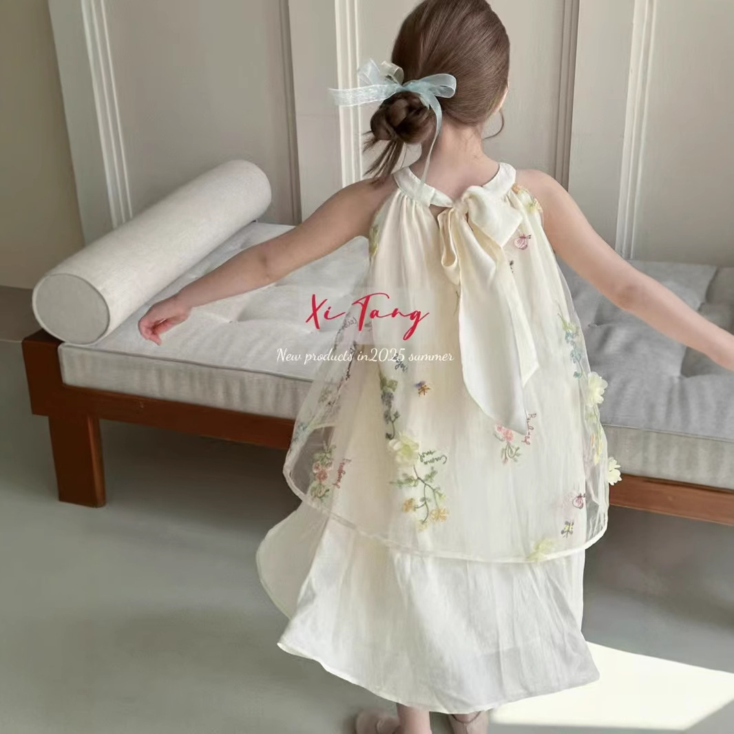 Abito da fata per le vacanze, modello 2025, di alta gamma, in tulle con scollo all'americana e ricami in rete, stile francese, ampio e raffinato._voghion.com