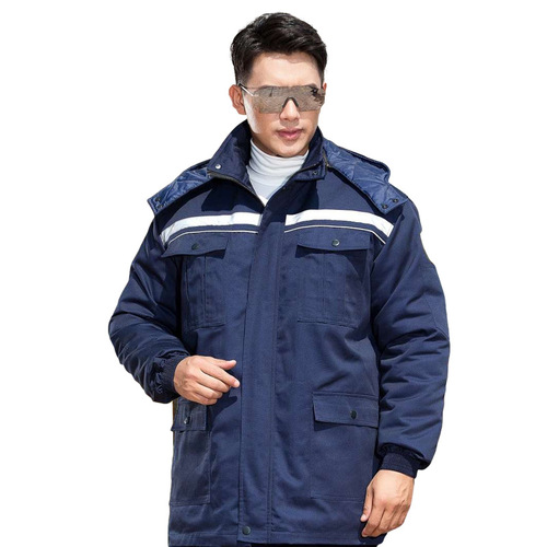 Anti-static work clothes, cotton clothes, thickened cold-proof workshop welding engineering clothes, reflective strips, removable labor insurance suit