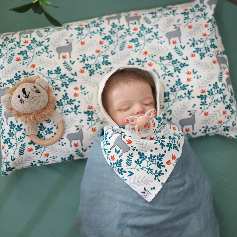 Оптовая Продажа с фабрики Новорожденный ребенок с мультяшным принтом Вязаная хлопковая наволочка хлопок дышащий детский спальный многоцветная наволочка