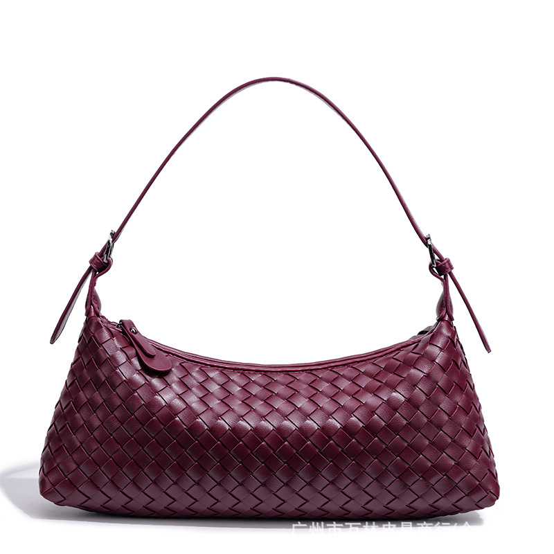 Cross-Border Popular Hobo Handmade Woven Baguette Bag Retro Crescent Bag Light Luxury Versatile Shoulder Underarm Dumpling Bag for Women