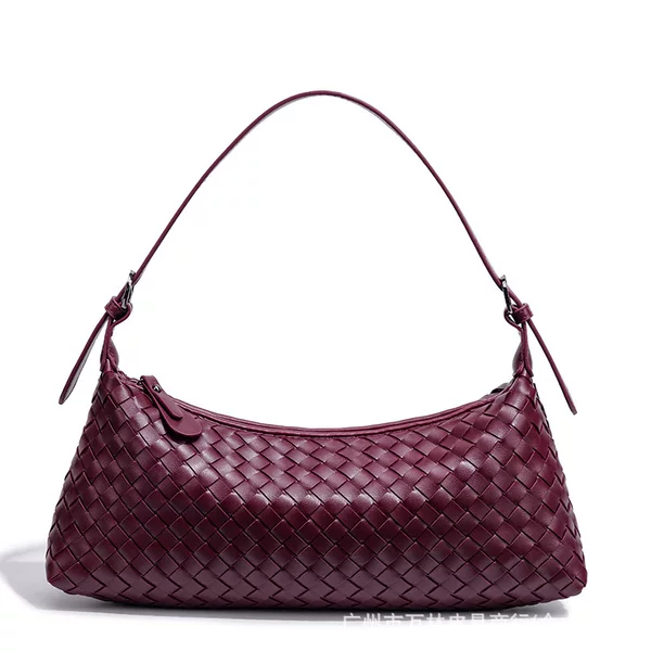 Cross-Border Popular Hobo Handmade Woven Baguette Bag Retro Crescent Bag Light Luxury Versatile Shoulder Underarm Dumpling Bag for Women
