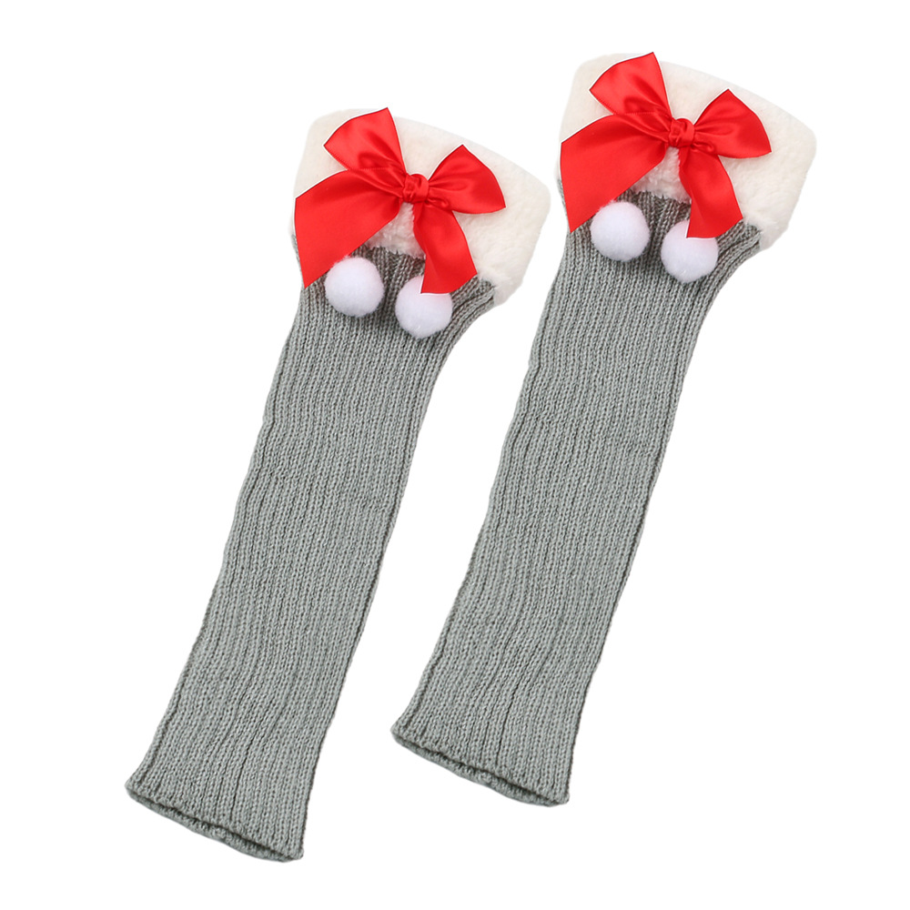 Filato con nodo a farfalla con calze di Natale di peluche per donna, calzini caldi in pile lavorato a maglia, protezioni per le gambe, calzini di lana per la bocca_voghion.com