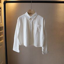 日系温柔风短款小个子纯棉白衬衫女秋冬韩版宽松小众叠穿长袖上衣