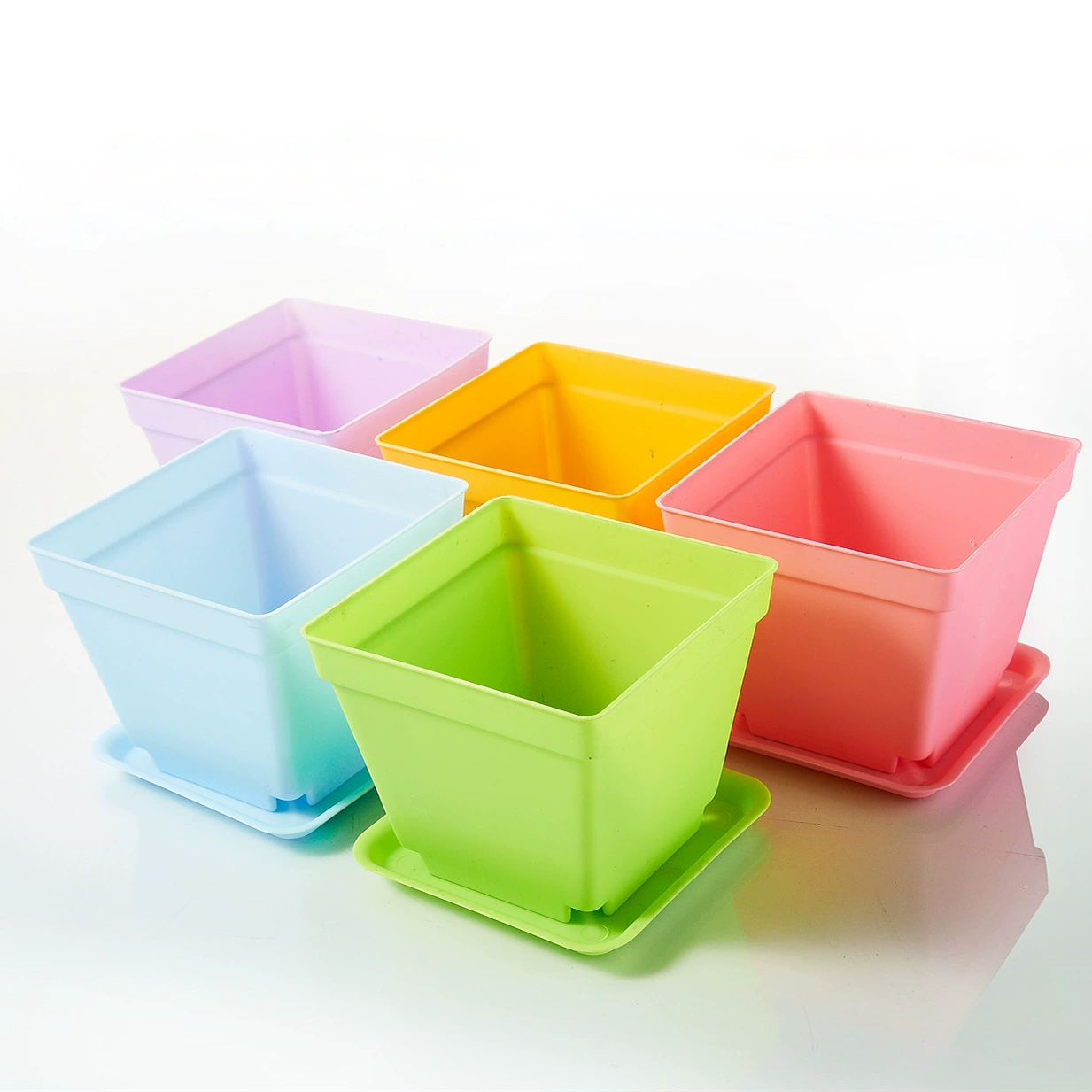 Новые оптовые цветочные горшки из пластика для суккулентов от Alibaba, разноцветные, квадратные, 10*8.5, большие, для садоводства и домашнего декора