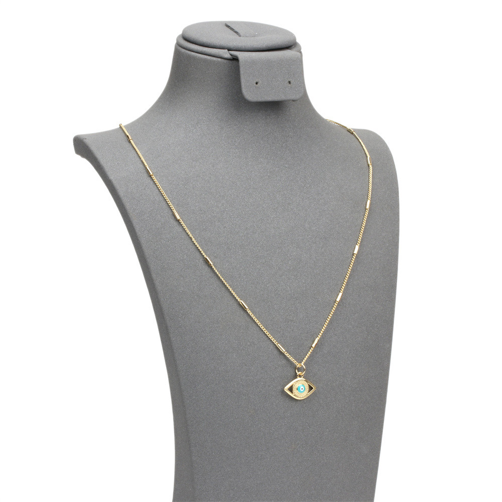 fashion color devilu0027s eye oil drop copper gold-plated Cuban chain pendant necklace